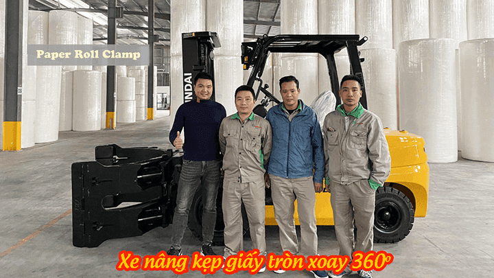 Xe nâng kẹp giấy tròn xoay 360 độ ( Paper Roll Clamp) cho nhà máy giấy An Hòa