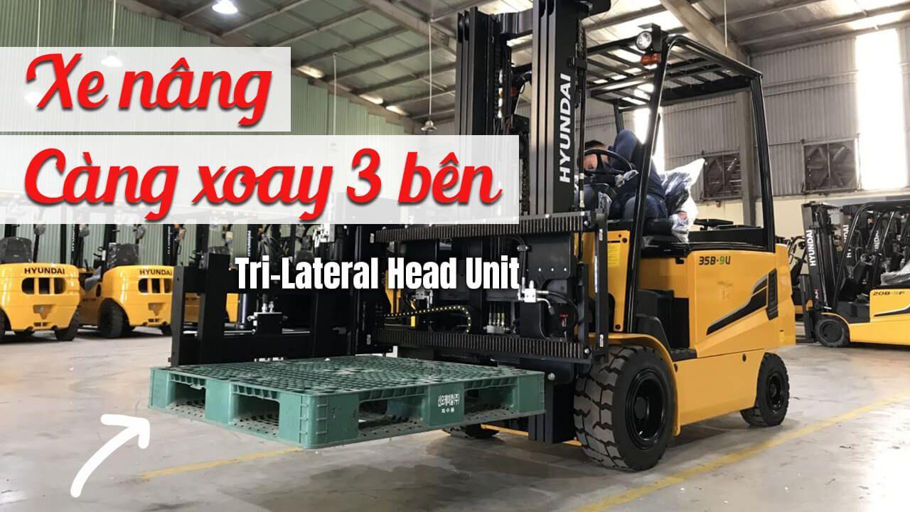 Càng xoay 3 bên trên xe nâng điện 3 tấn (35B-9U) lấy hàng trong hành lang hẹp